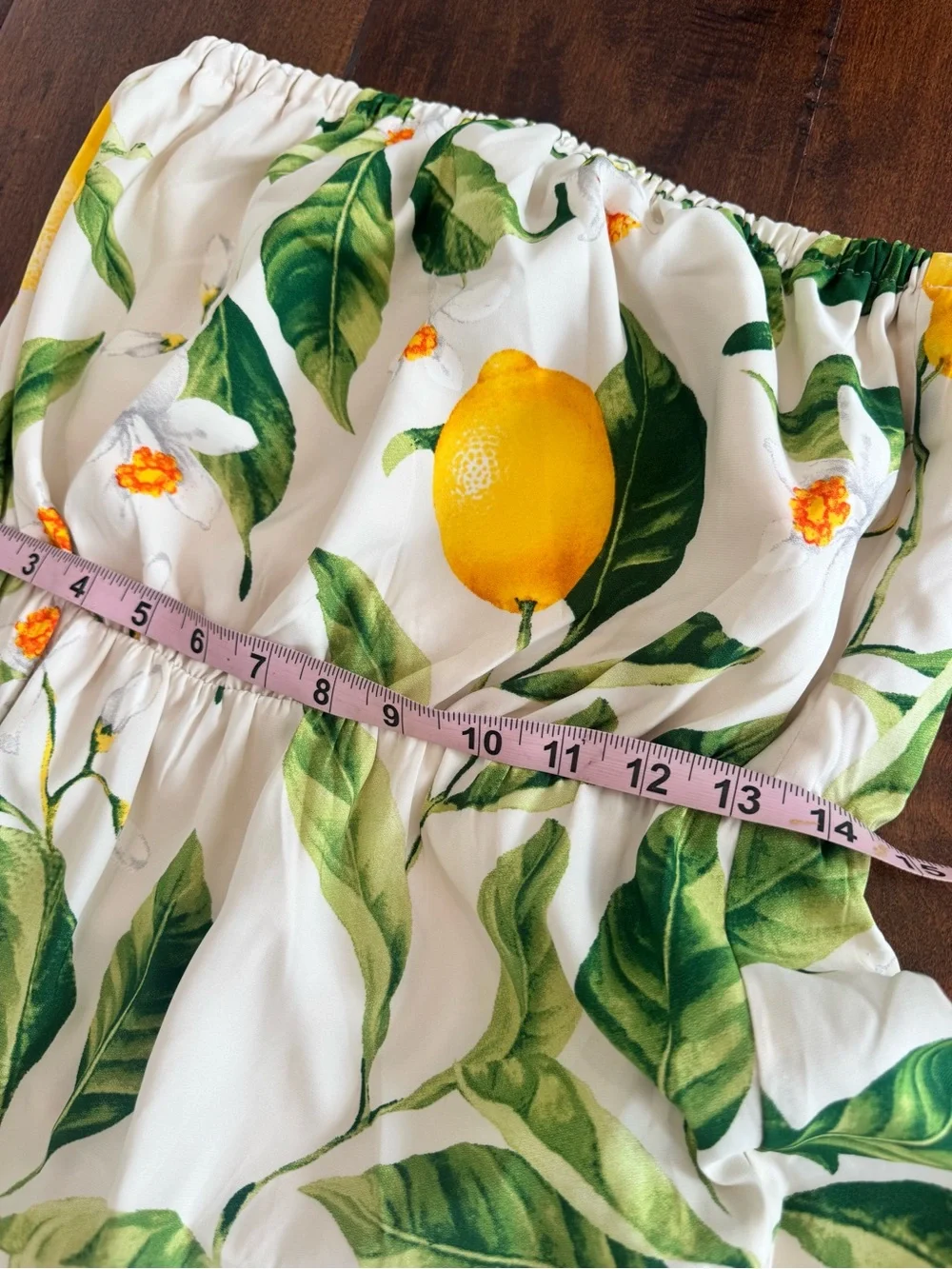 Express Strapless Romper with Yellow Lemon & Green Leaf Print